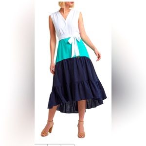 Colorblock tiered dress